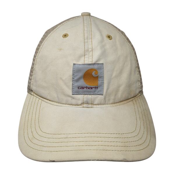 Carhartt Snapback Trucker Hat Beige One Size Adjustable Lightweight Mesh Back - Picture 1 of 10